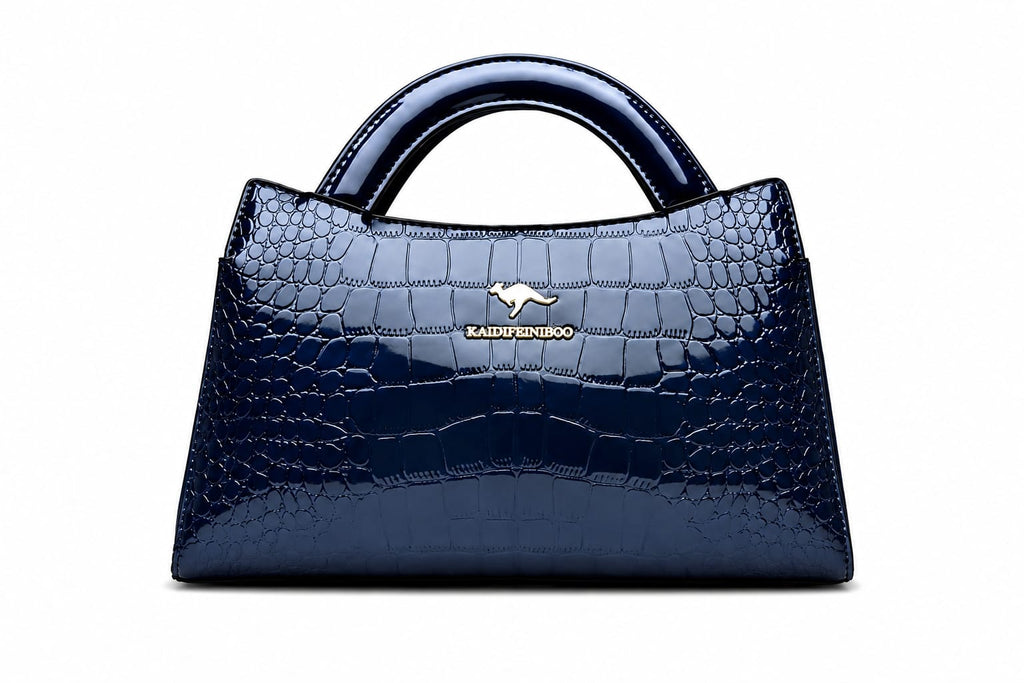 Women’s Crocodile-Embossed Patent Top Handle Shoulder Bag