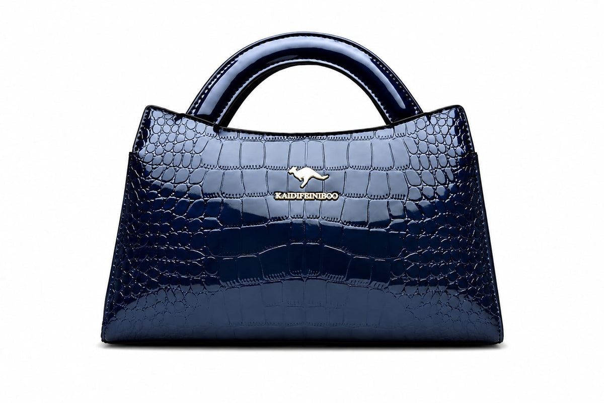 Women’s Crocodile-Embossed Patent Top Handle Shoulder Bag