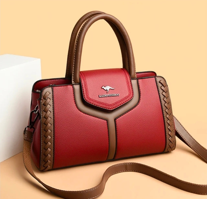 Women’s Two-Tone Structured Top Handle Shoulder Handbag