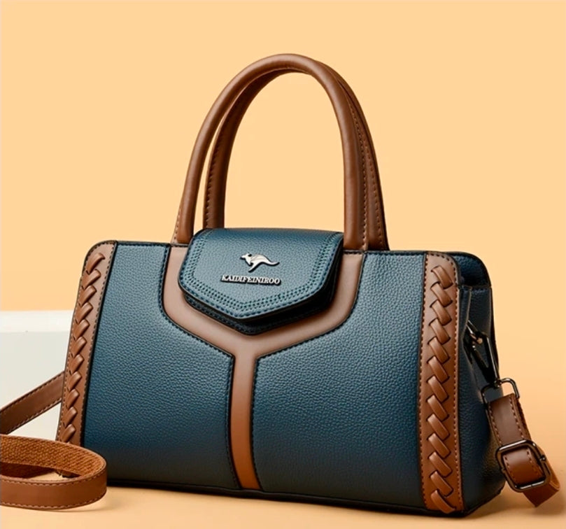 Women’s Two-Tone Structured Top Handle Shoulder Handbag