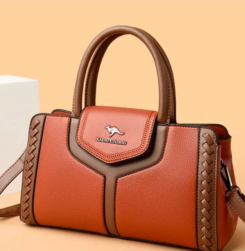 Women’s Two-Tone Structured Top Handle Shoulder Handbag