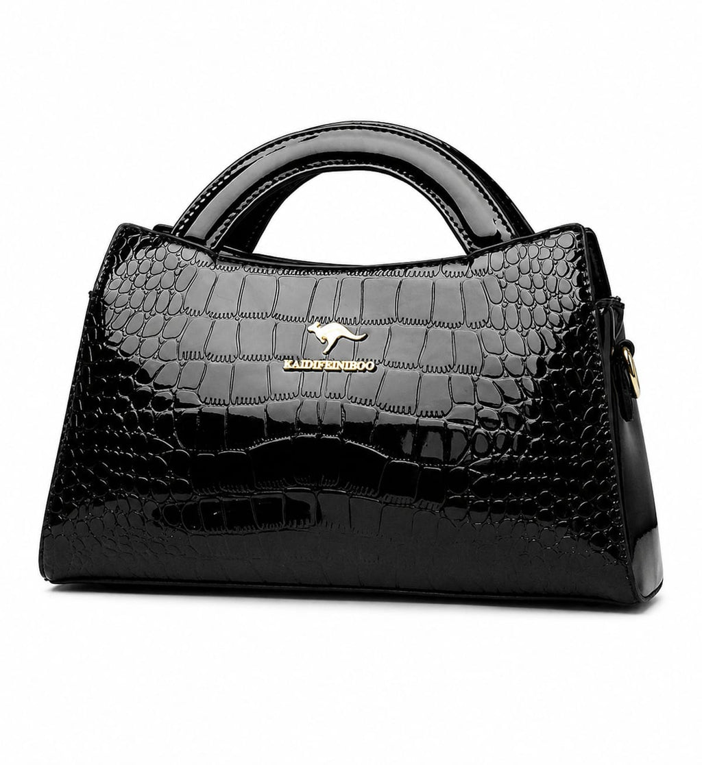 Women’s Crocodile-Embossed Patent Top Handle Shoulder Bag