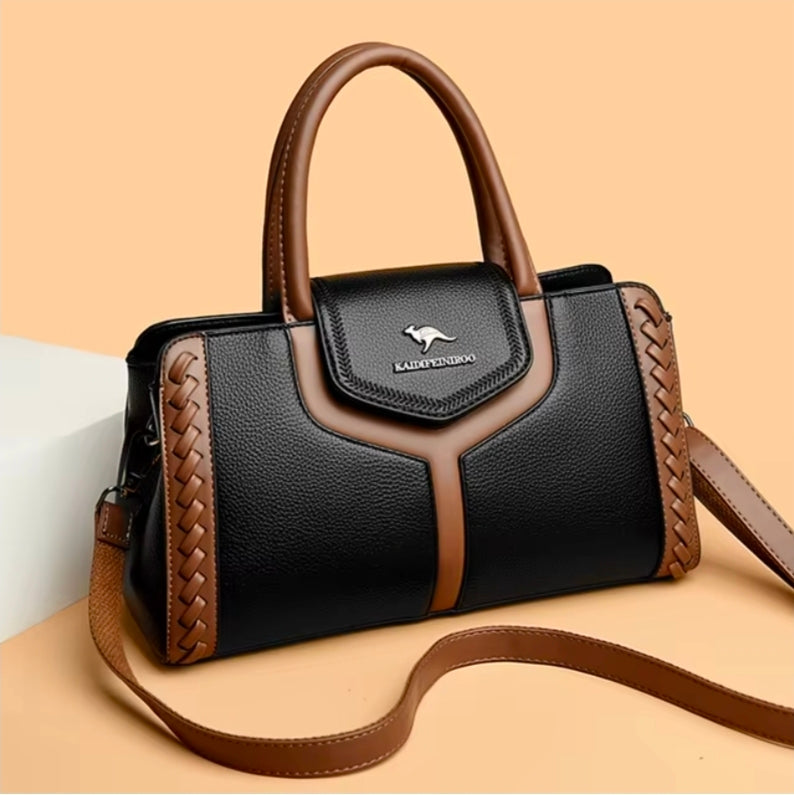 Women’s Two-Tone Structured Top Handle Shoulder Handbag